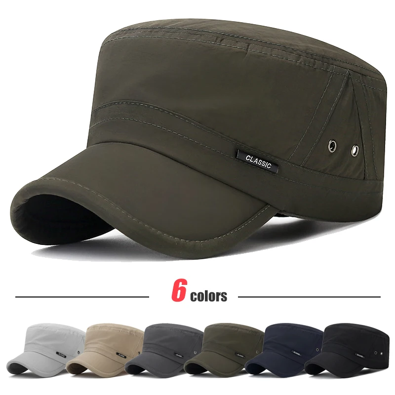 New Summer Mens Hat Quick-Drying Flat Hats Spring and Summer Sun Protection Hat Light Breathable Duckbill Cap