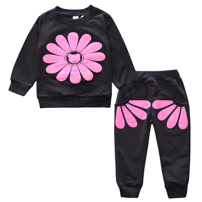 

2PCS Set Fall Clothes Toddler Girl Outfits Set Cute Flower Cotton Long Sleeve Baby Tops+Pants Children Boutique Clothing BC1242