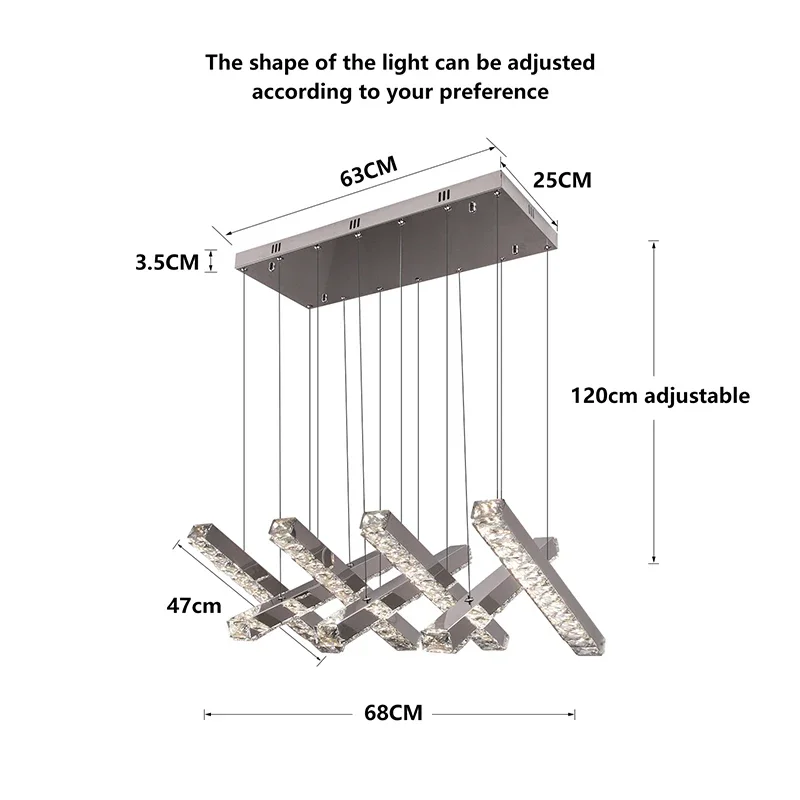 Plafonnier LED en cristal chromé au design moderne, éclairage d'intérieur, luminaire décoratif de plafond, idéal pour une salle à manger, une cuisine, un salon ou une chambre à coucher, 2023