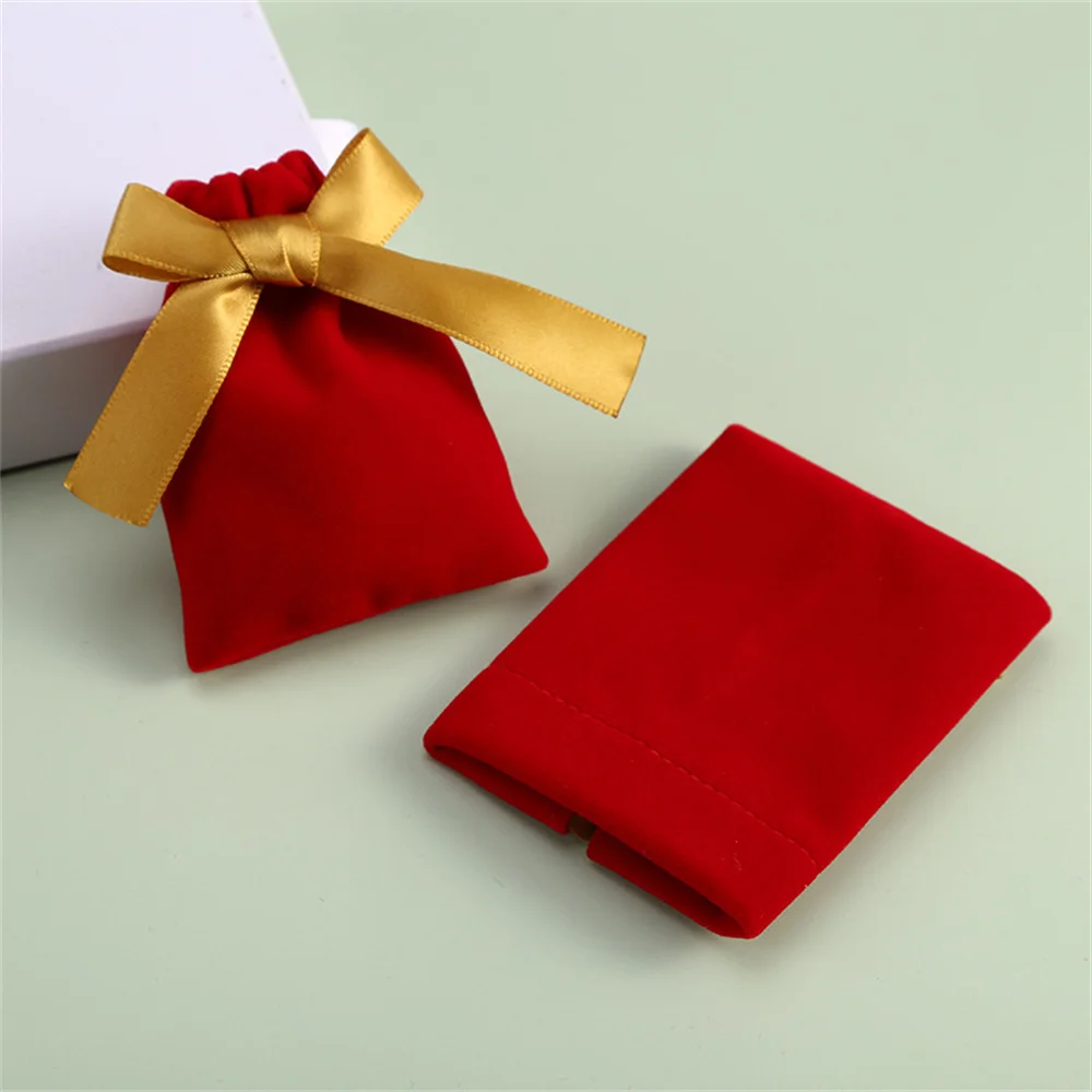 

Velvet Ribbon Packaging Bag Wedding Christmas Drawstring Gift Display Pouches Luxury Earrings Rings Necklace Bracelet Bags 7x9cm