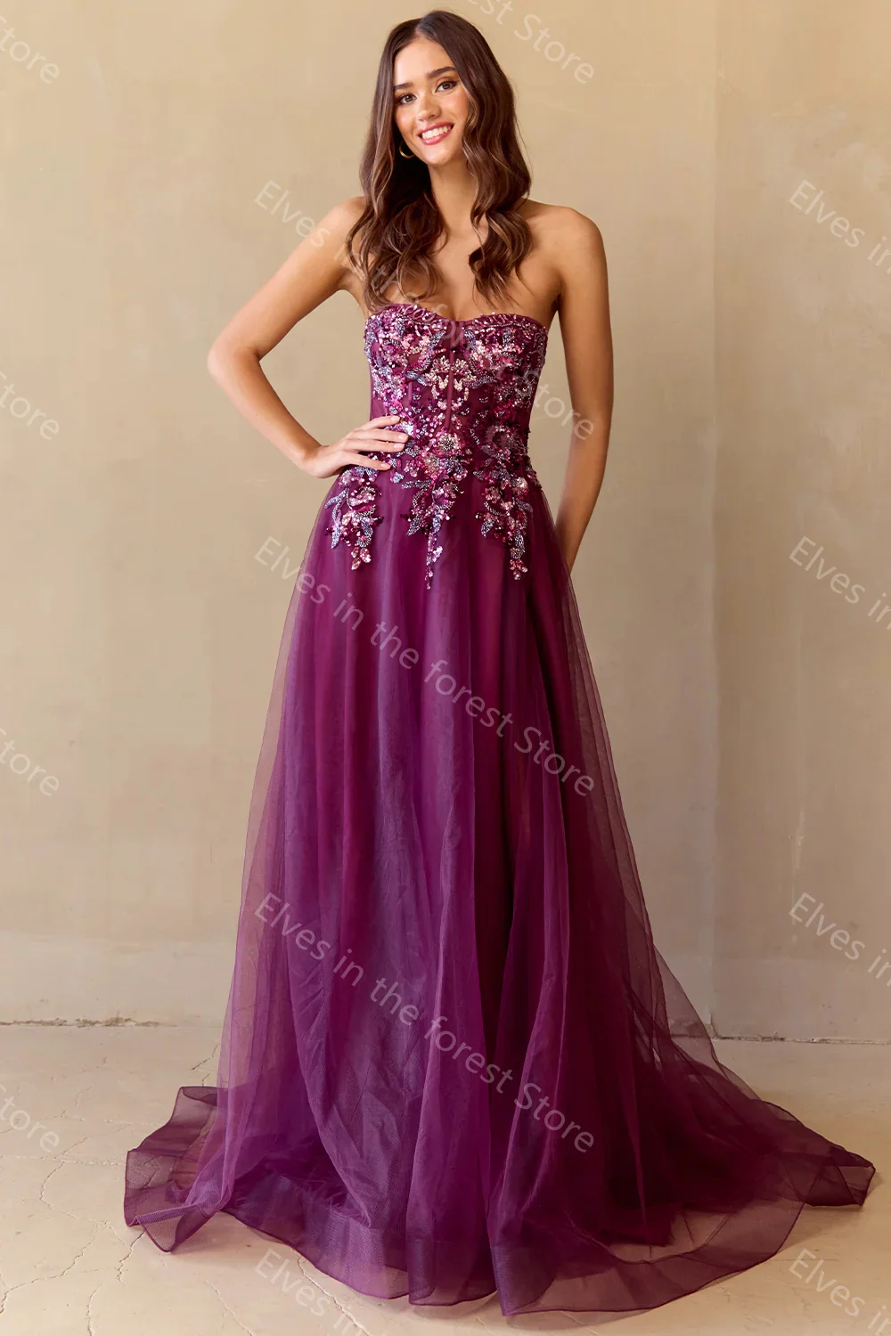 Affascinanti abiti da ballo in tulle Perline di pizzo Abiti da sera senza maniche Abiti da festa formali personalizzati con spacco laterale vintage