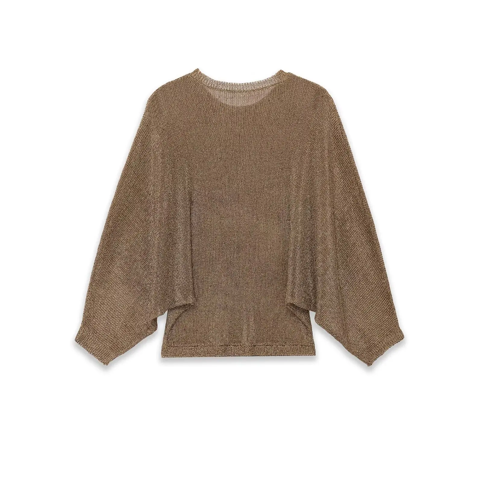 

Jenny&Dave 2026 Spring Summer Pullover TopsMinimalist and Elegant Metallic Perspective Blouse Top Loose Shirt For Women