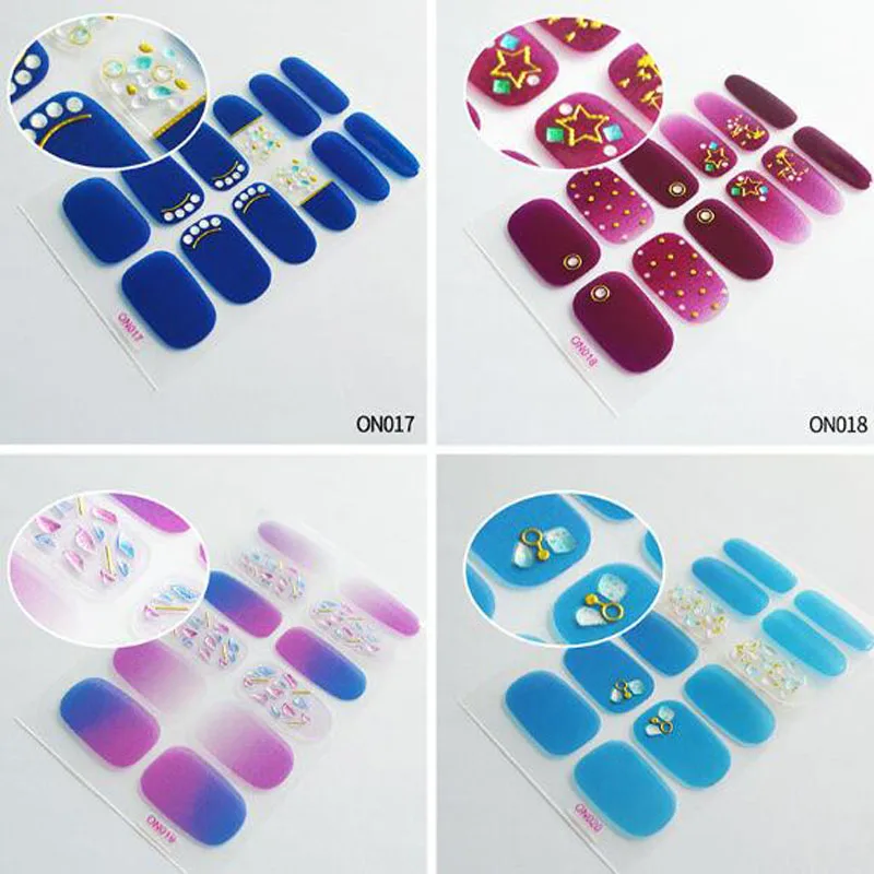 Fake Nail Stickers Decals 3D Drill Decals Tattoo Sliders For Nails Manicure Art Finger Nails Polish Decals Nails Accessories