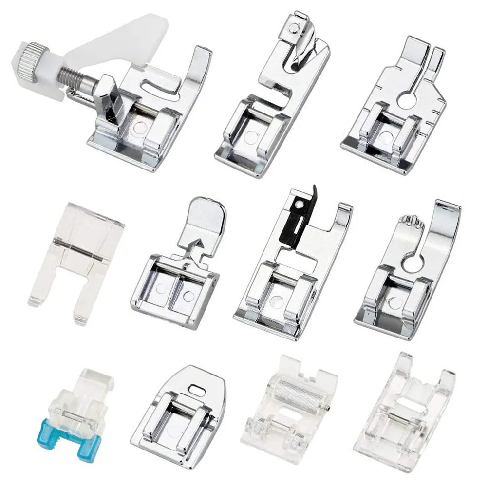 

11pcs Multifunctional Machine Presser Set Silver Home Knitting Accessories Sewing Machine Sewing Maching Presser Foot Knitting