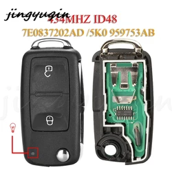 Jingyuqin-Porte-clés à distance pour voiture, VW, Java, Transporter, Beetle, Eos, Seat, Skoda, Citigo, 5K0, 959753AB, 434MHz, ID48, 2BTN, 7E08ino 202AD