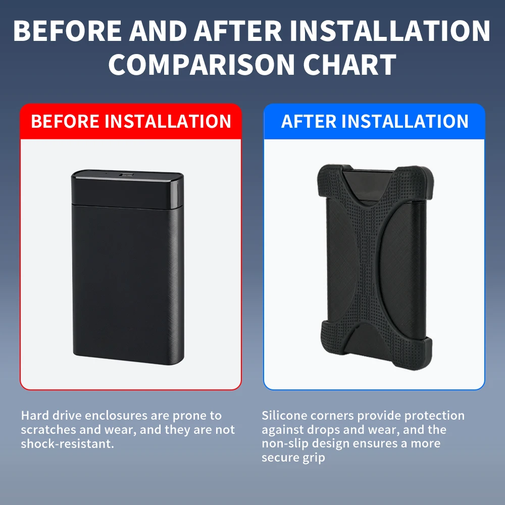2,5-Zoll tragbare Festplatte, X-förmige Silikon-Schutzhülle, Anti-Fall-Wärmeableitungshülle für Seagate WD externe Festplatte – Detail 2