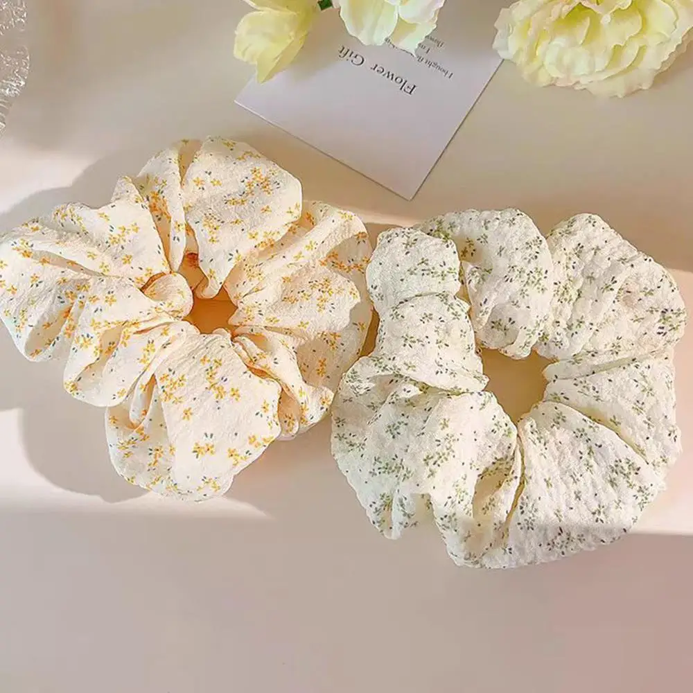 HOT Simple Floral Scrunchie Elastic Rubber Band Rope Hair Accessories Set 3PCS Gilrs Plaid Hair Ties Large Intestine Hair Loop