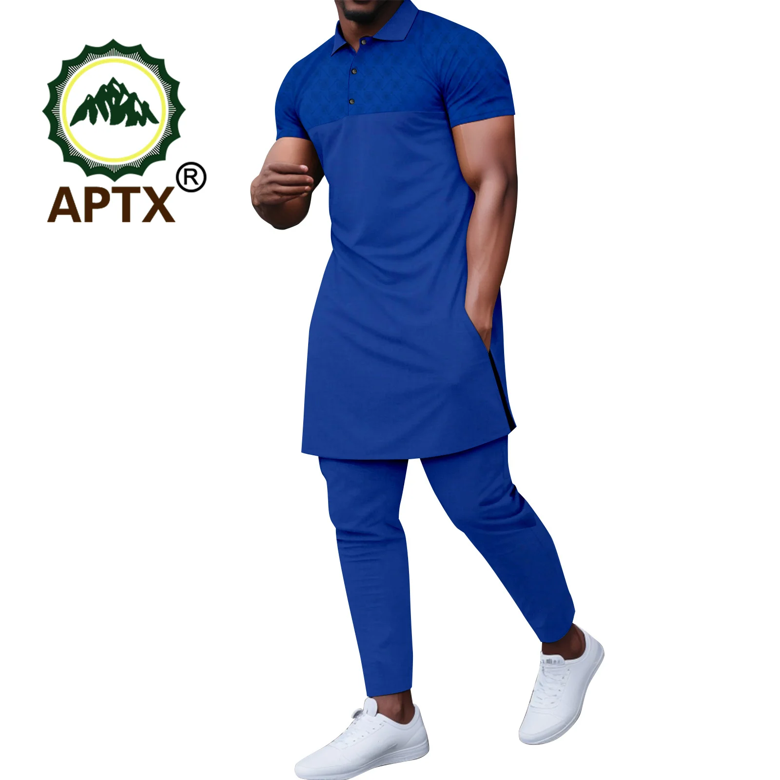 African Clothes for Men Suits Short Sleeve Shirt Pants 2 Piece Set Bazin Riche Formal Attire Wedding Church Occasion 2416010