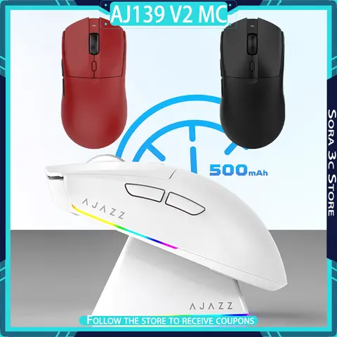 AJAZZ AJ139 V2 MC Wireless Gaming Mouse PAW3311 with Magnetic Charging Base Ergonomic Lightweight Gaming Mouse Gamer Gift