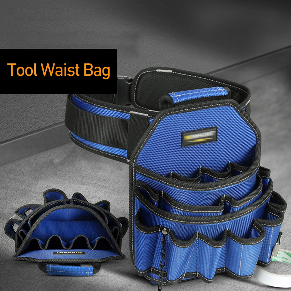 

Поясная сумка для инструментов электрика, водонепроницаемый прочный ремень для инструментов из ткани Оксфорд, съемный и регулируемый ремень-органайзер для инструментов WH161