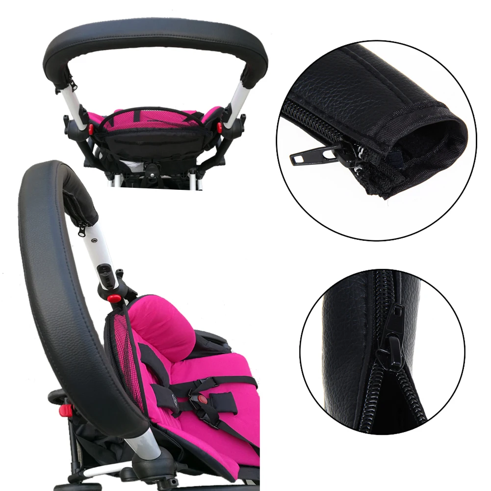 

PU Baby Carriage Handle Sleeve with Zipper Toddler Handle Protective Covers Waterproof Anti-bacterial Soft Accessories