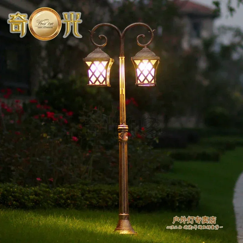 

2 heads Europe classical garde lamp post light Aluminum outdoor courtyard landscape lighting 1.4M iluminacion jardin porta prato