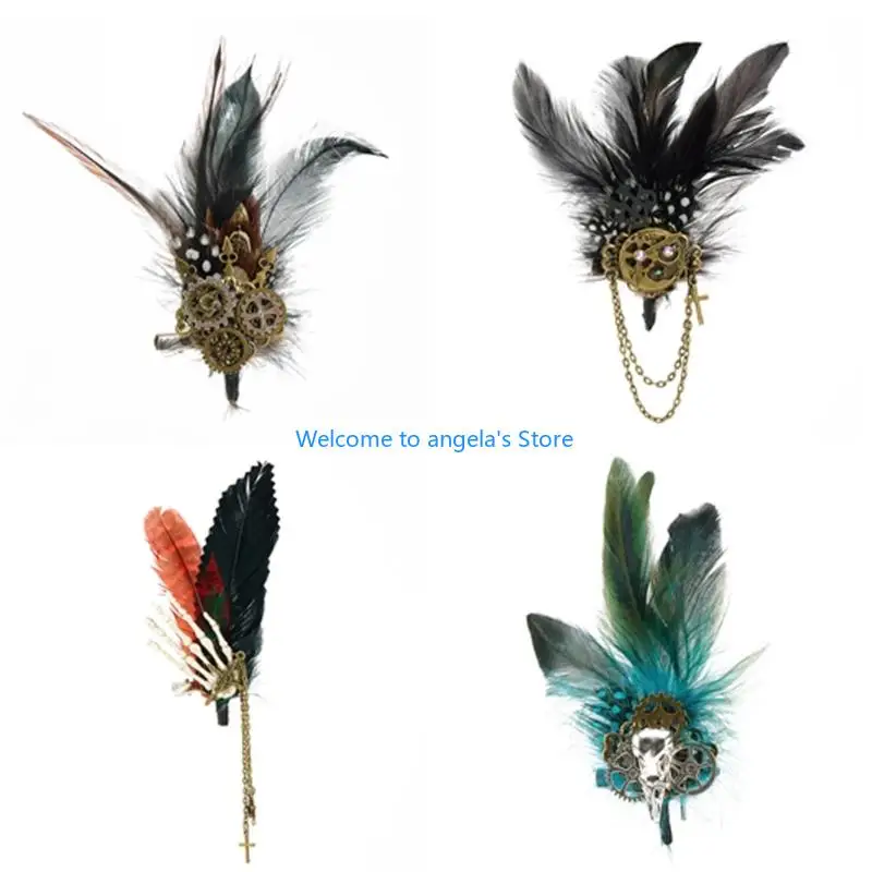 X4YC Gear Clock Hanging Chain Brooch Suit Pin,Shirt Lapel Pin Accessories Women Men Chain Tassels Brooch Pins Jewelry