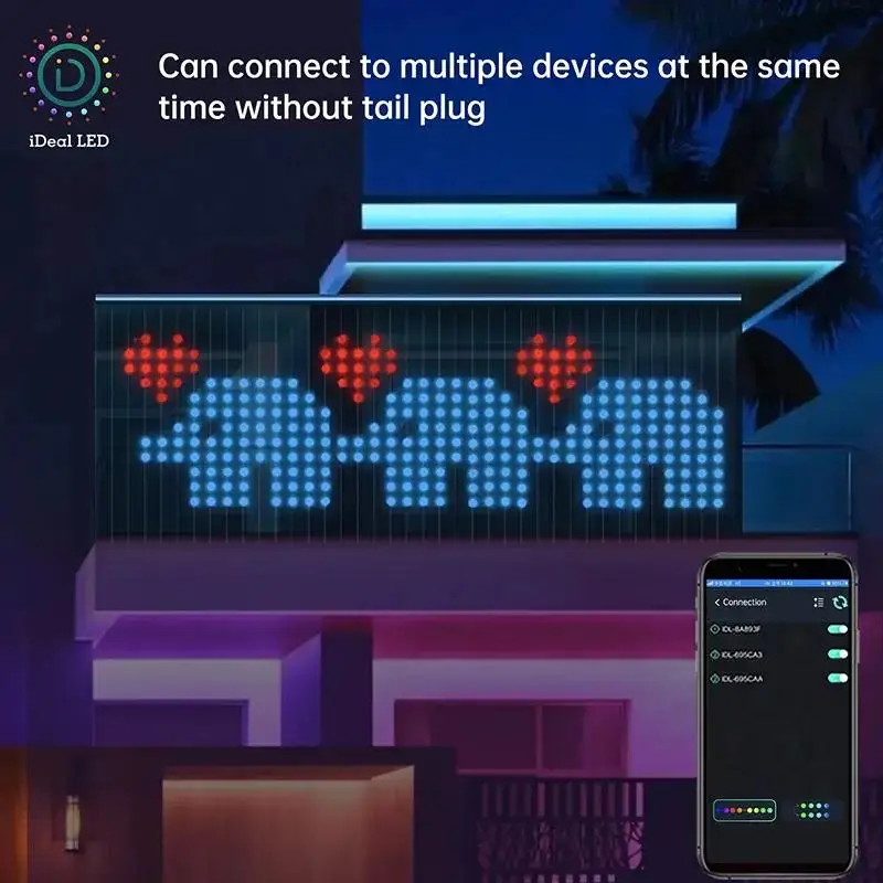 Intelligent LED RGB Color Adjustable Curtain Subtitle Light String Bluetooth/remote DIY Patterns Home Party Christmas Decor