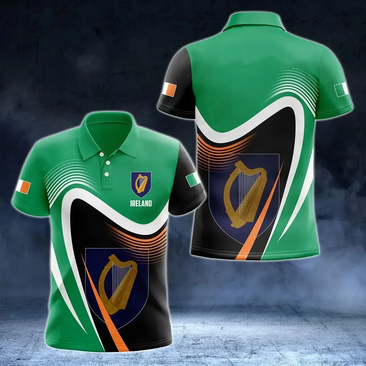 Fashion New Irish National Flag Graphic Polo Shirt Irish National Emblem Men's Tops  National Day Gifts High Quality Clothing