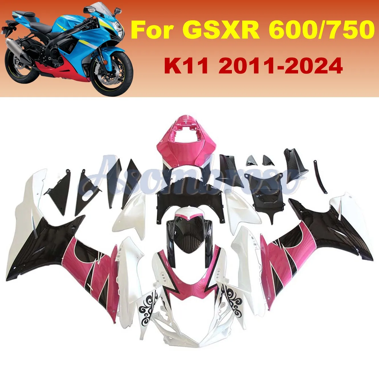 Bodywork kit For Suzuki GSXR600 GSXR750 2011-2024 2016 2017 2018 2019 2022 2023 GSXR 600 750 K11 pink white black Fairing kit