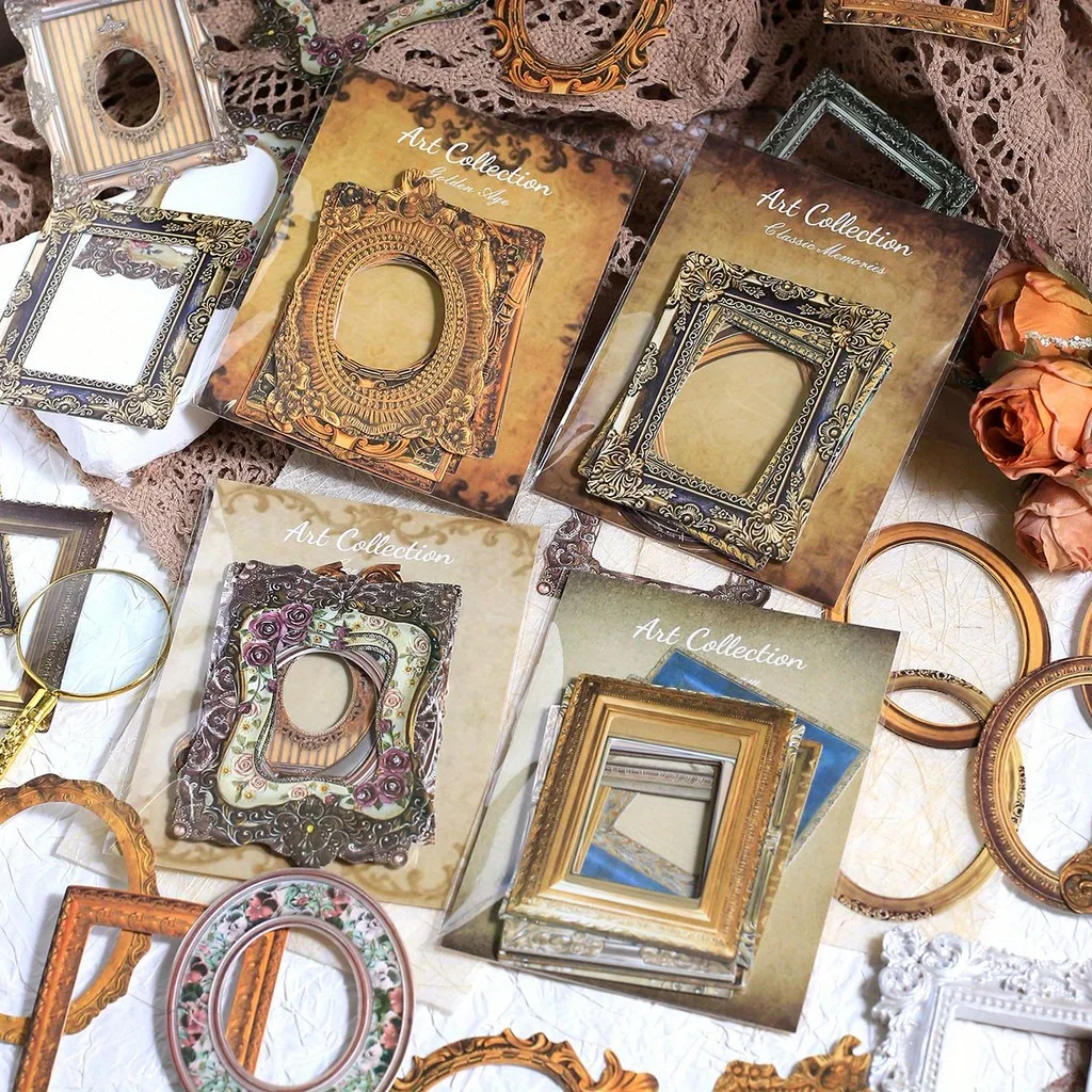 Journamm 80pcs Frame Paper Sticker Pack Vintage Sticker Decor Sticker Junk Journal Supplies DIY Scrapbooking Planner Collage