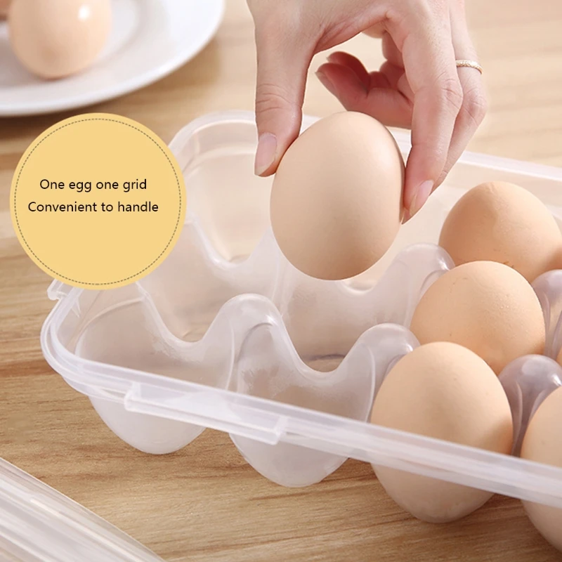 10/18 Grid Egg Storage Box Eggs Tray with Lid Kitchen Refrigerator Egg Rack Container Holder Fridge Organizer