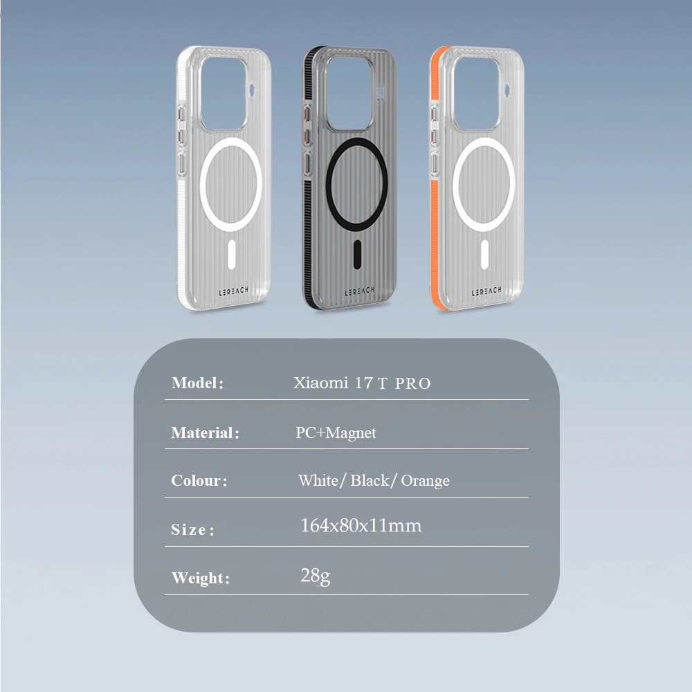 Etui MagSafe do Xiaomi 17T / 17T Pro LeReach ICICLE Magnetyczna, twarda obudowa PC — zdjęcie produktu 6