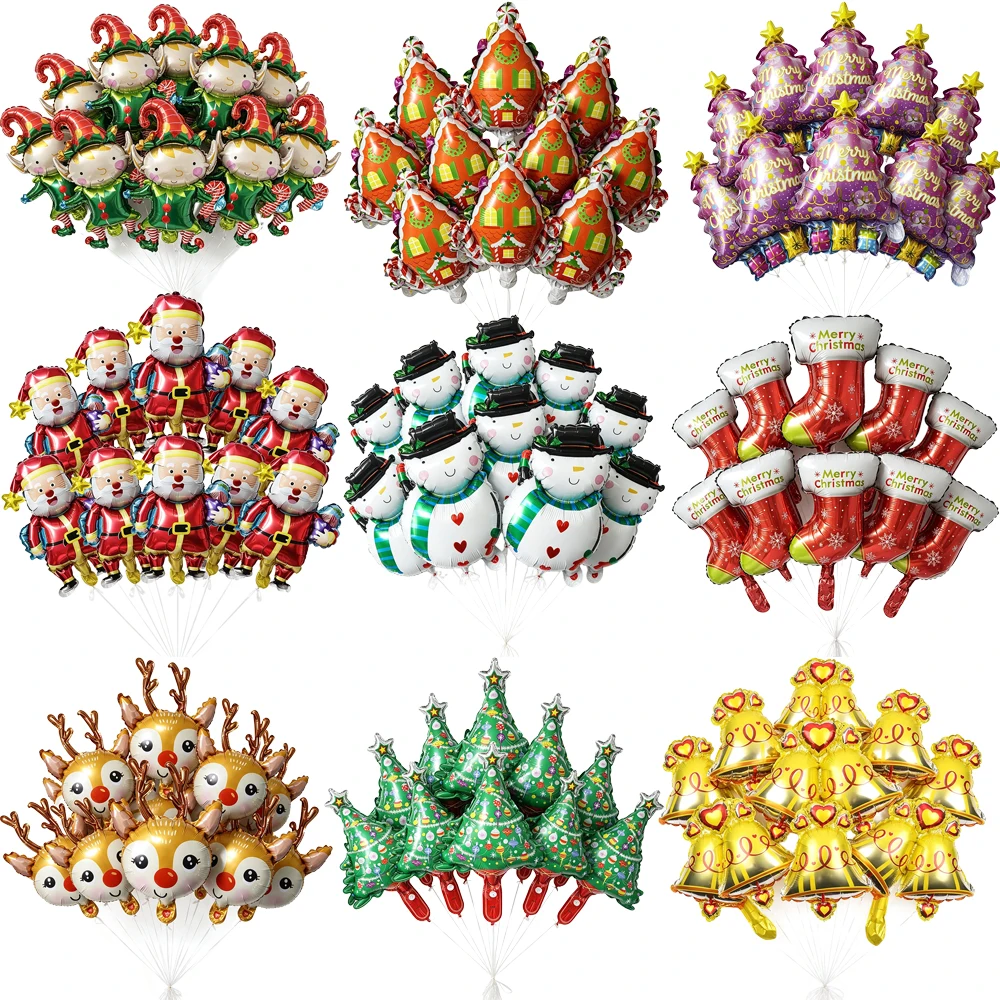 5/10/30 Stück Mini-Weihnachtsmann-Folienballons in Form von Weihnachtsbaum, Schneemann und Elch für Weihnachtspartys, Wintergeburtstage und Dekorationszwecke