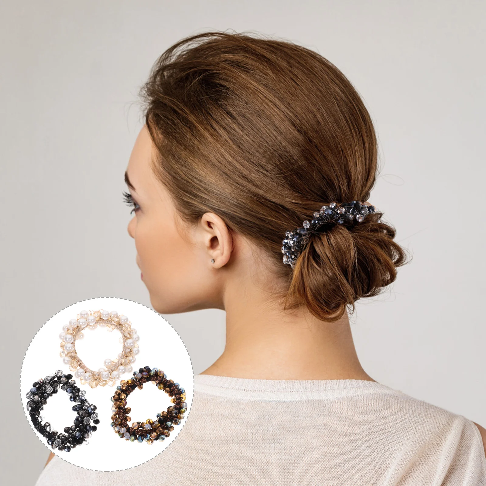 

3pcs Hair Accessories Pearl Crystal Headband Elastic Bands Imitation Stylish Hair Tie Women Girls Hairband Scrunchies