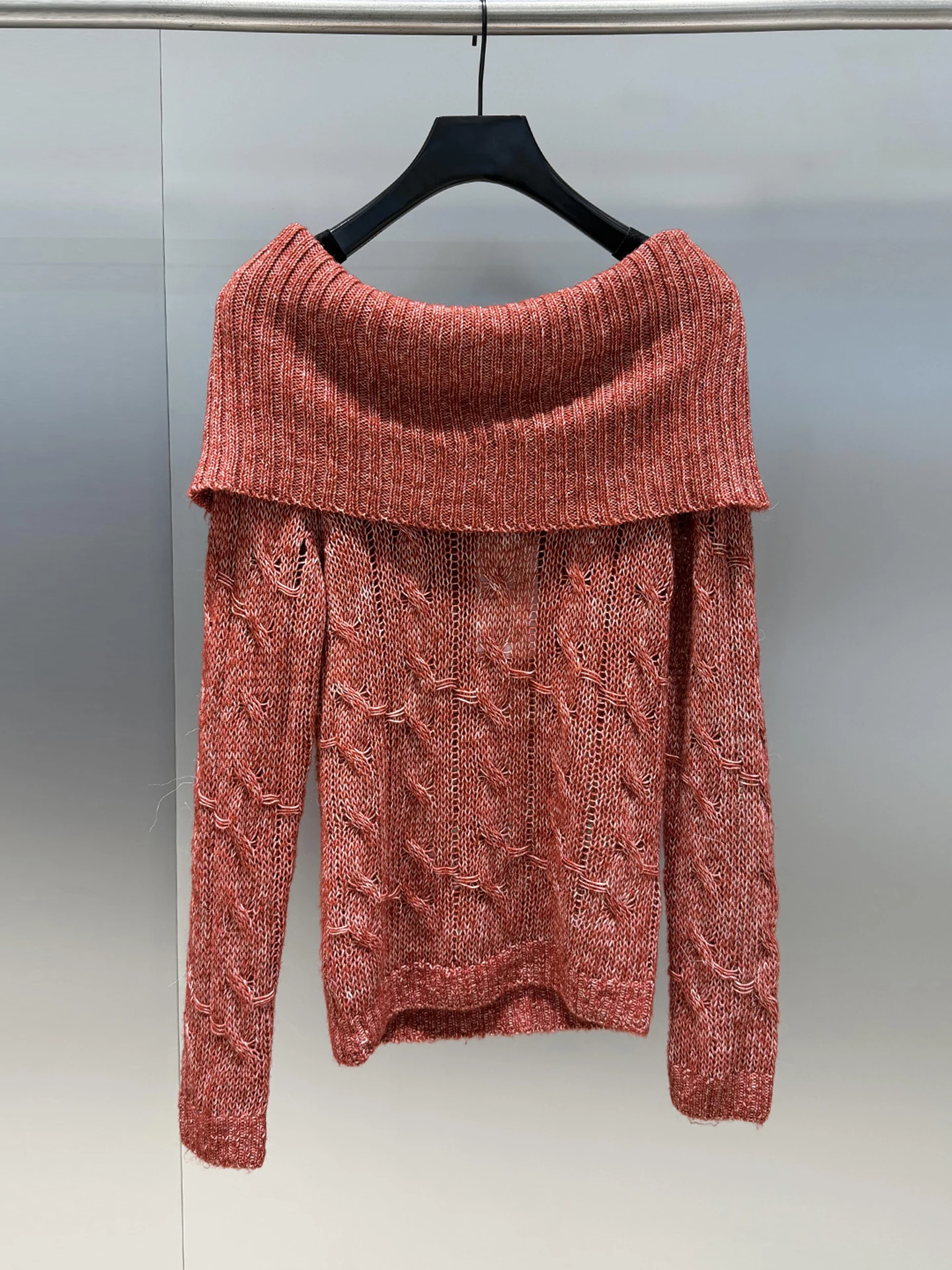 

Sweet Soft Sle One oulder Knitted Sweater Fem Commute Simple Regular Fit Long Sve Knitted Top for Daily Wear