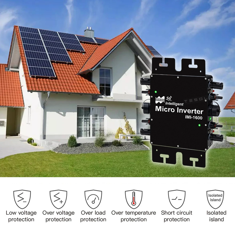 Imagem -05 - Inversor Micro Solar para Sistema On-grid Eletrodoméstico Função Wi-fi Mppt dc 2250v para ac 110v 120v 220v 230v 1600w