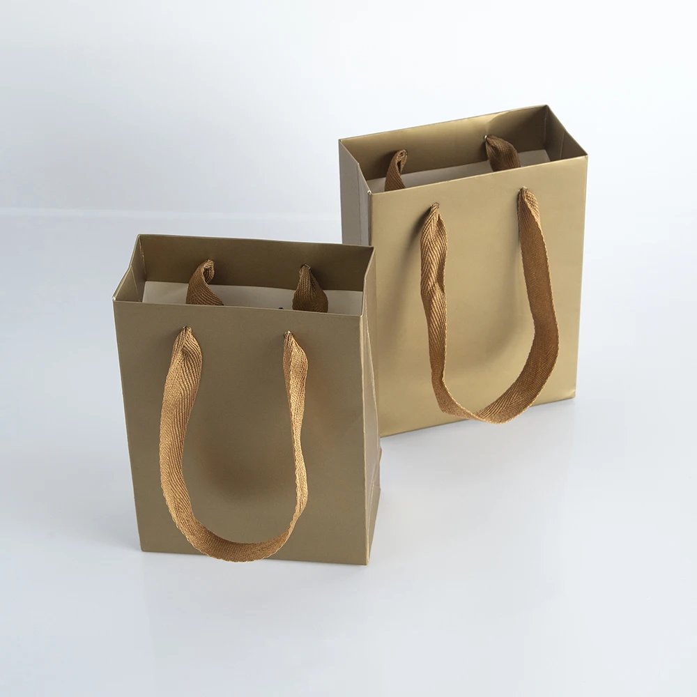 10Pack Bulk Red  Gift Paper Bags with Ribbon Rope Kraft Handle Shopping Paper Bag 14x7x15cm Fast Food Take Away Packaging