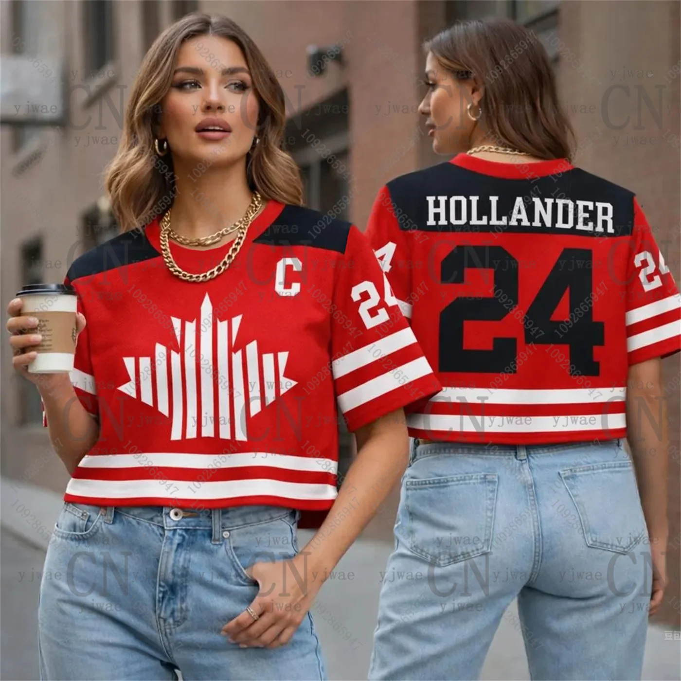 Hollander Crop Top Jersey Raiders Shirt Heated Rivalry Jersey Round Neck Fashion Spicy Girl Street Wear Summer Women'S T-Shirt