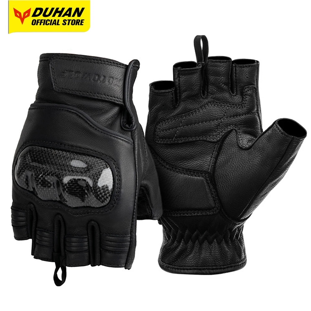 

Summer Leather Breathable Gloves For Outdoor Motorcycle Riding Anti Fall Protection Half Finger Motorcycle Gloves Men