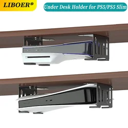 Under Desk Holder for PS5/PS5 Slim Metal Horizontal Stealth Mount Support Compatible with PS5 Disc&Digital Edition Stand