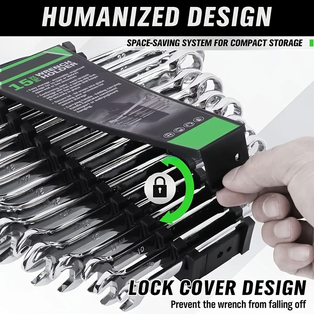 

Органайзер для ключей на 2 предмета с крышкой-замком для 15 ключей SAE или метрических размеров, портативный держатель с ручкой для гаража или инструментального ящика