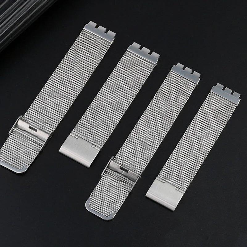 Stainless Steel Watch Strap 17mm 19mm for Swatch Series Replacement Bracelet Milanese Watch Band Men Women Metal Sport WristBand