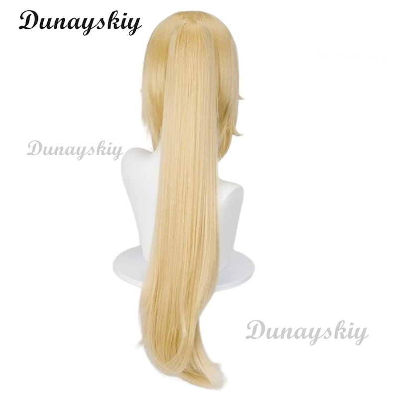 Peluca de Cosplay con gatillo Zenless Zone Zero, pelo largo Rubio con cola de caballo, pelucas sintéticas para mujer y niña, gorro de peluca gratis para fiesta de Carnaval Obol Squad
