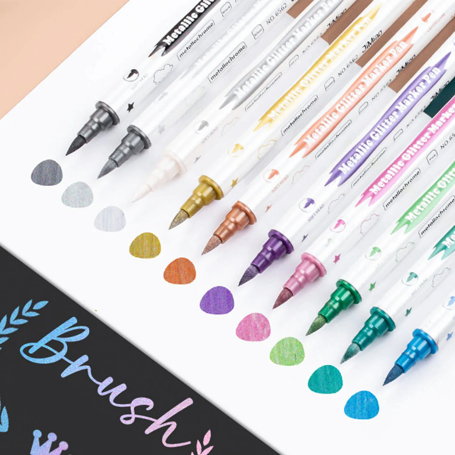 10PCS Dual Tip Metallic Marker Pens - Brush & Fine Nibs for DIY Cards, Scrapbooking, Art Supplies & Back To School