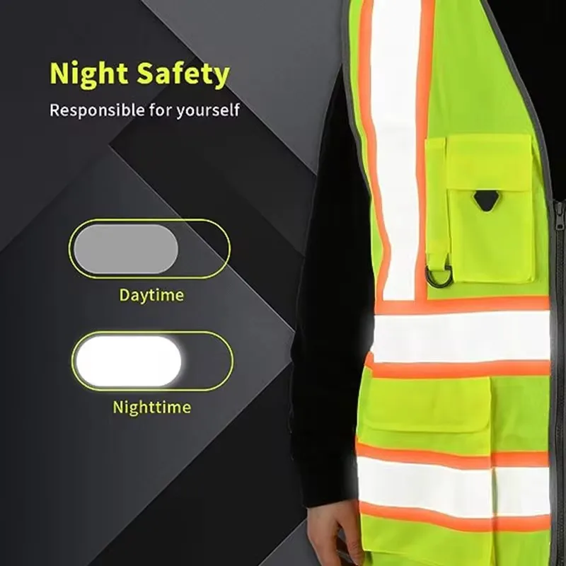 High-Quality Breathable Mesh Reflective Safety Vest Orange Color Hi Vis Vest Police Working Clothes Night Traffic Safety Work