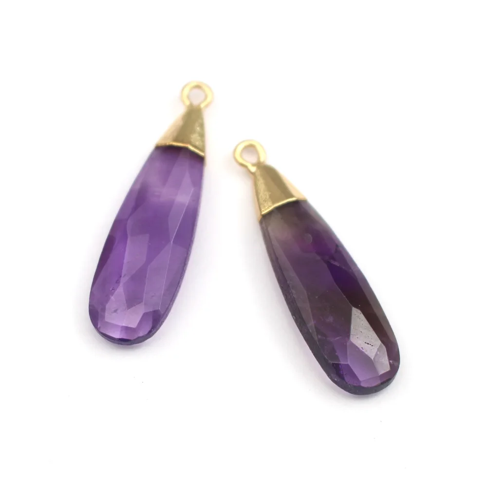 4pcs DIY Jewelry Accessories Faceted Drops Natural Blue Amazonite Quartz Stone Pendant Teardrop Charms for Earrings Necklace