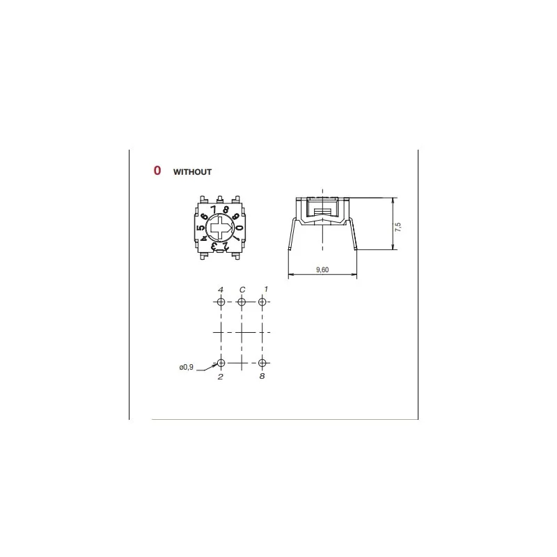 1 pz/lotto importato RTE1000N14 0-9/10 cifre rotary toggle code switch spina diretta 5 pin codice positivo