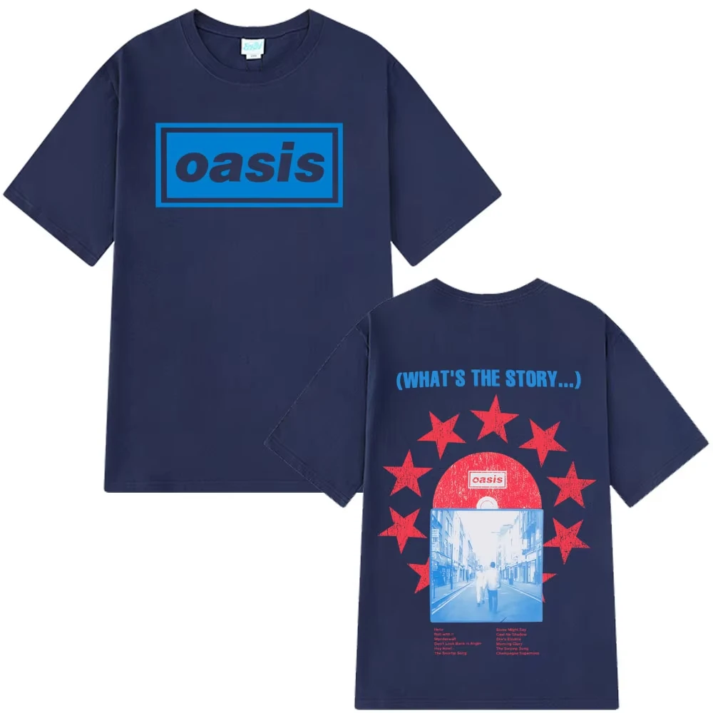 2025 Oasis Band Rock Retro Punk T-shirts Men's Women Hip-hop Loose Casual Short Sleeve T-shirts Summer Cotton T-shirt Streetwear