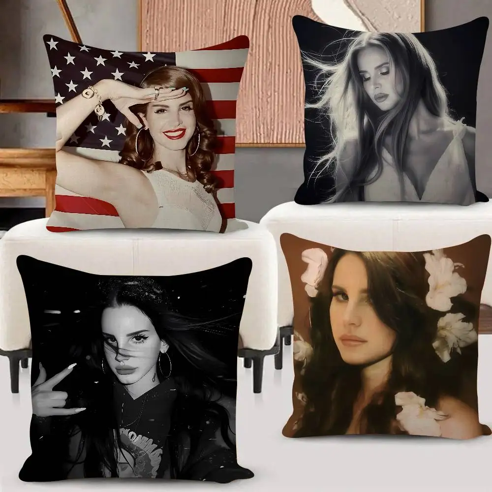 L-Lana D-Del R-Rey Singer 45*45cm Cushion Cover Cushion Covers Natural Linen Breathable Sofa Bedroom Decor Pillowcase