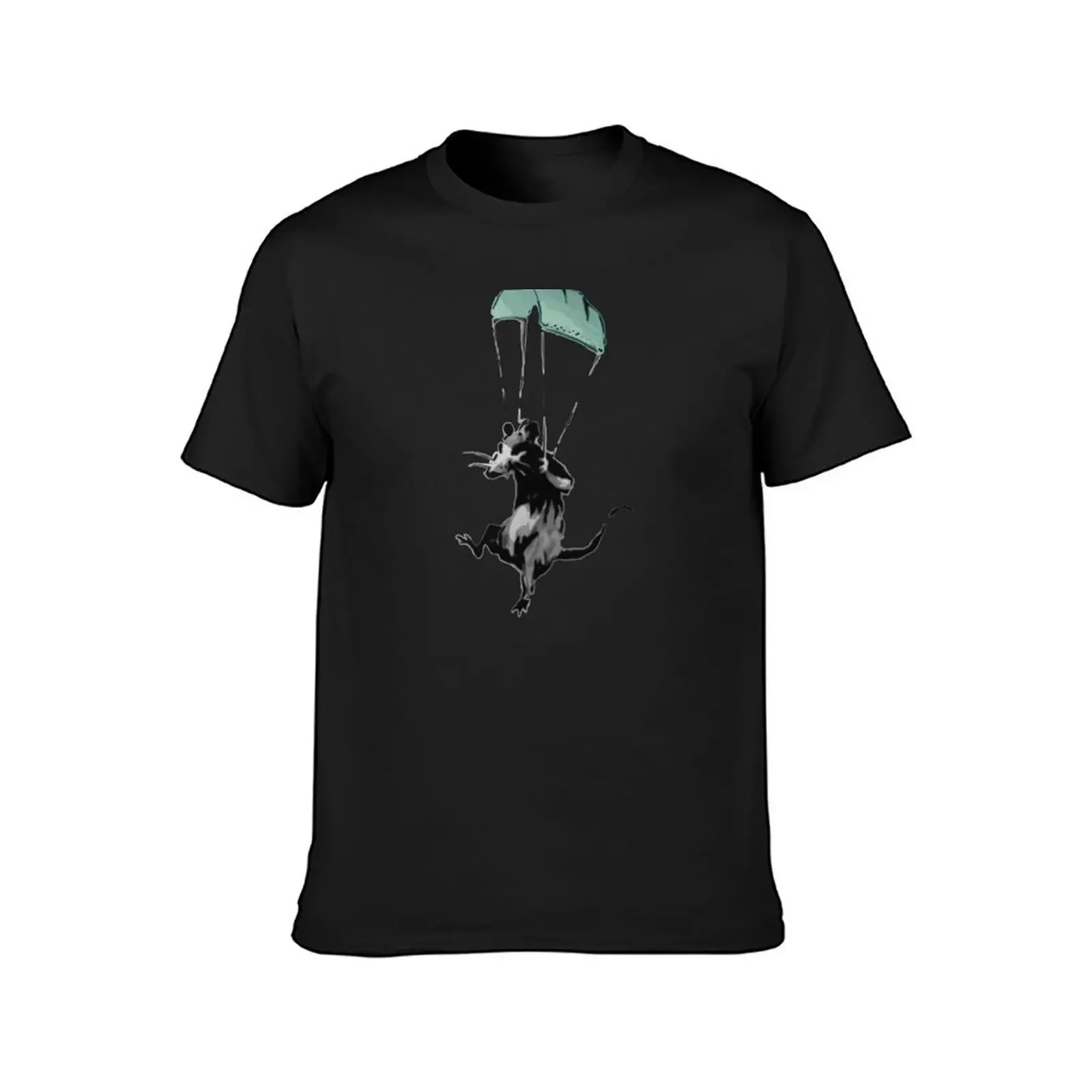 rat parachuting with facemark T-Shirt korean fashion cotton graphic tees tshirts for men