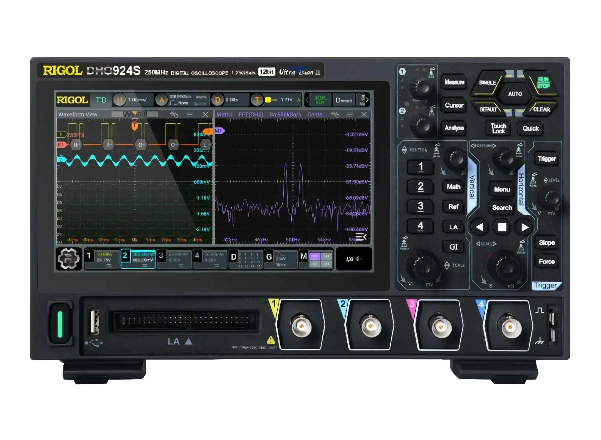 DHO914/914S/924/924S 4Channel 125/250MHz Digital Oscilloscope 12 Bit 1.25GSa/Sec 50MPts Depth