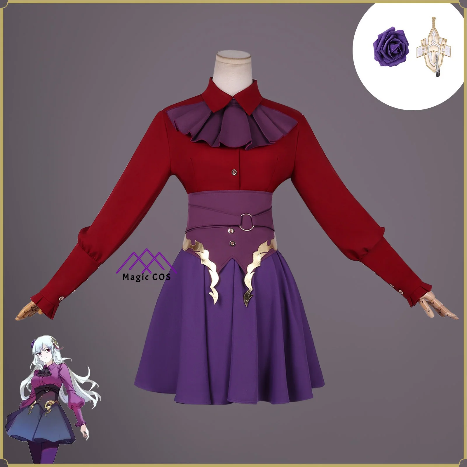 

High quality Fate/strange Fake Ishtar Cosplay costume Women Gold Red Sling Dress Anime outfit Role playing Comic con party
