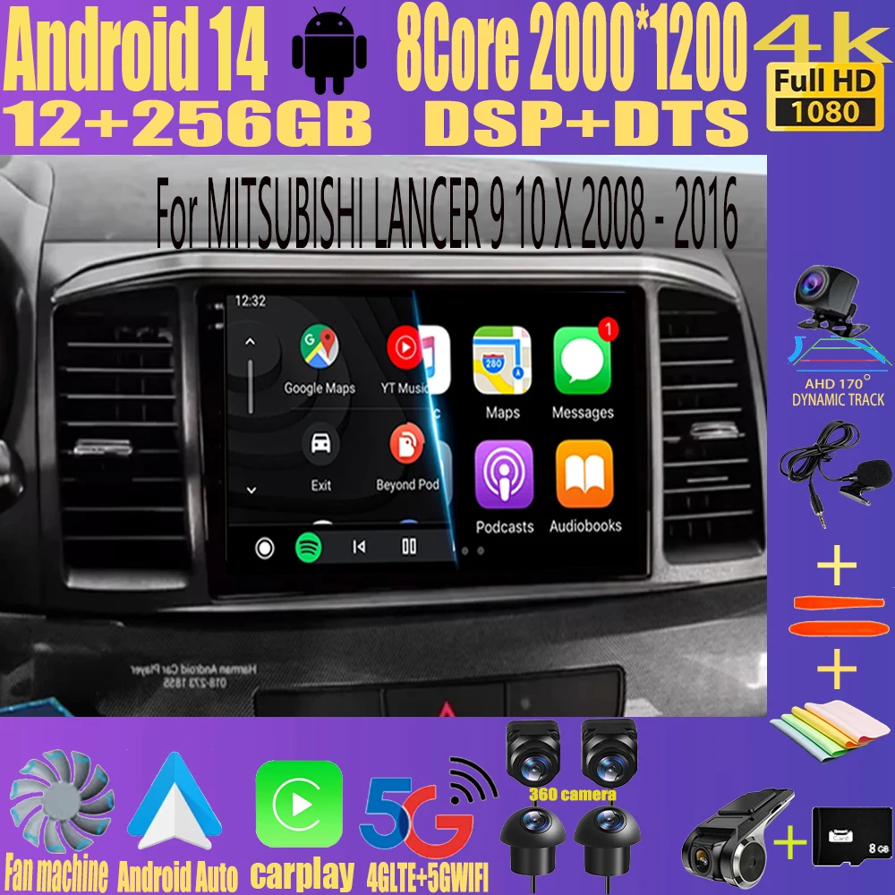 

Android 14 video Player Car Radio For MITSUBISHI LANCER 9 10 X 2008 - 2016 9Inch Stereo Audio GPS Player Carplay Auto Screen