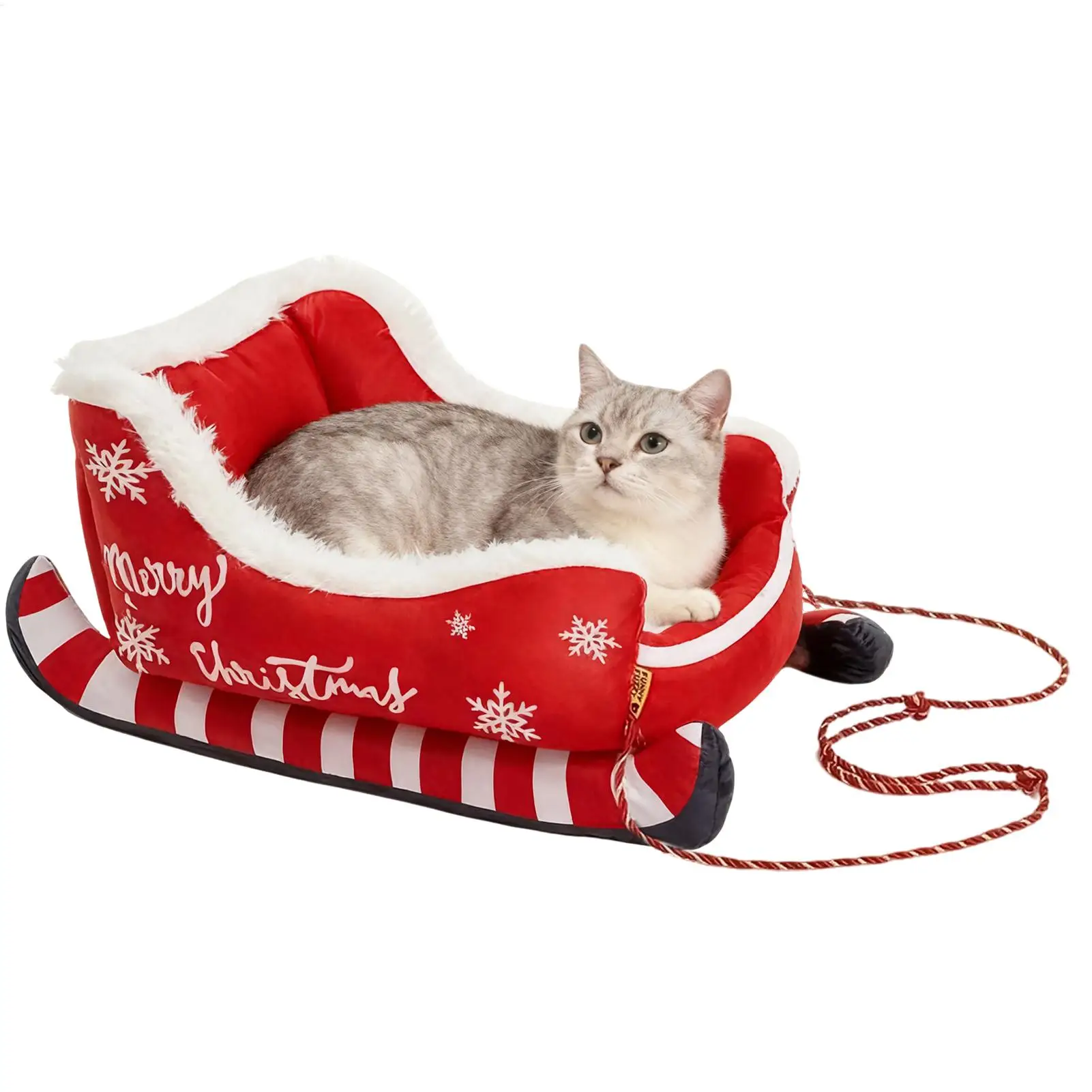 

Cat Bed Christmas Dog Bed Warm Mat with Non-slip Base Washable Dog Bed Sled Cat Hammock Dog Sofa Bed Nest for Small Cats Dogs