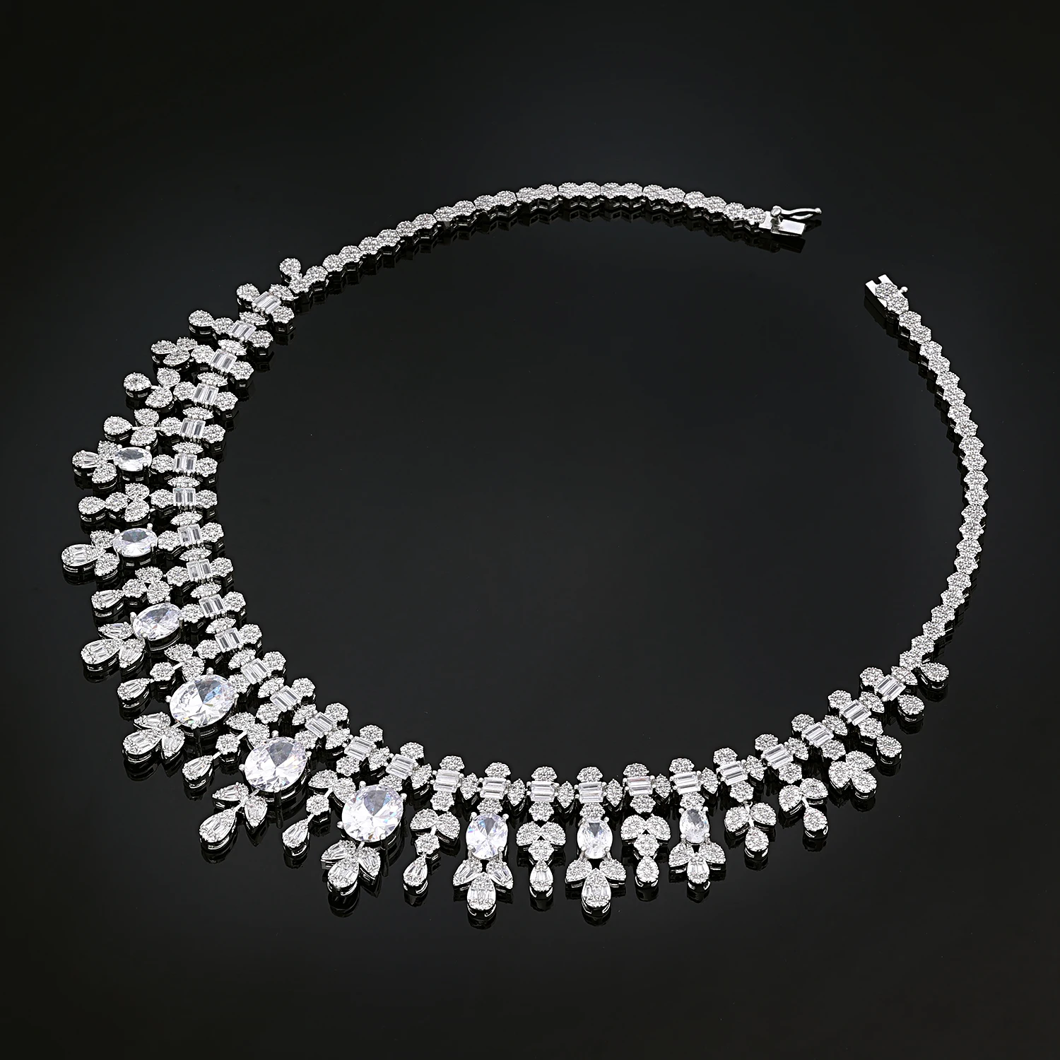 

Luxury CZ Fringe Necklace 4 Pieces Jewelry for Women Cubic Zircon Africa Dubai Bridal Jewelry Sets Wedding Accessories