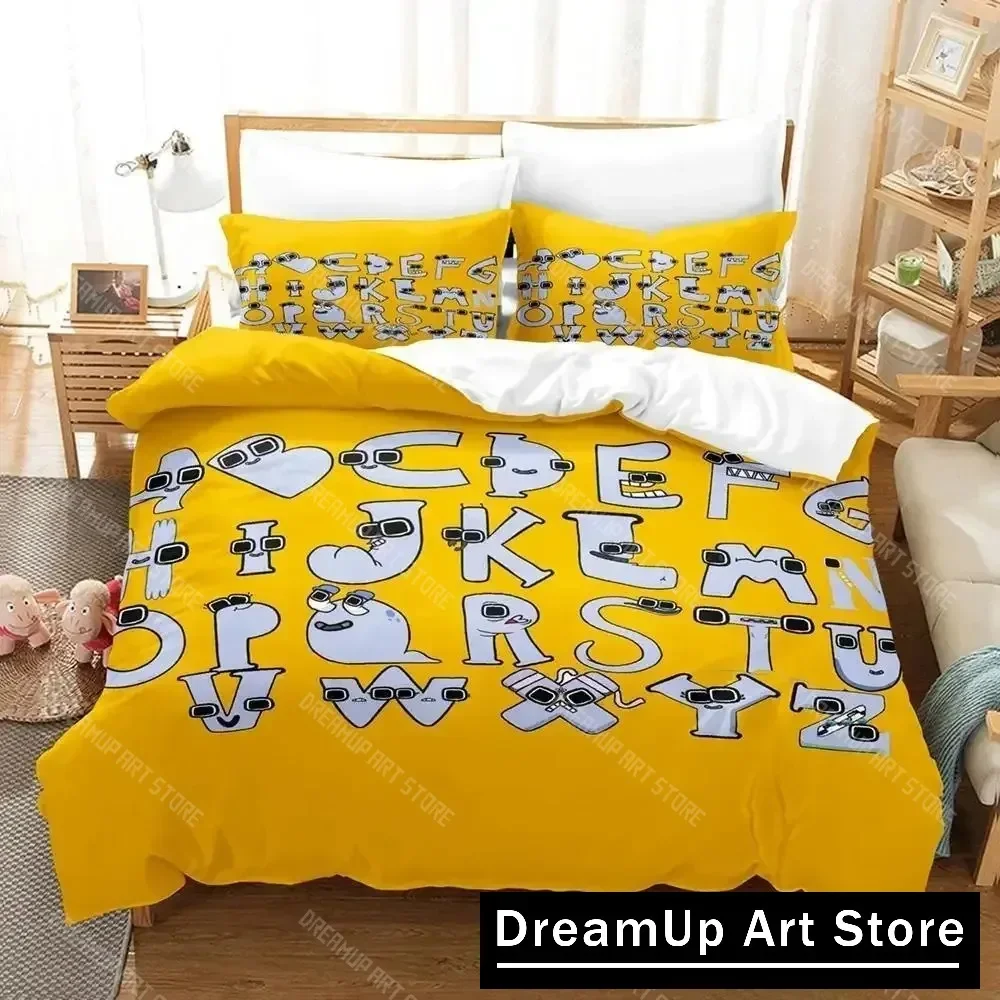 Hot Sale 26 Alphabet Lore Bedding Set Cartoon Anime three-piece set Adult Kid Bedroom Duvet cover Sets Enlightenment 3D Kawaii