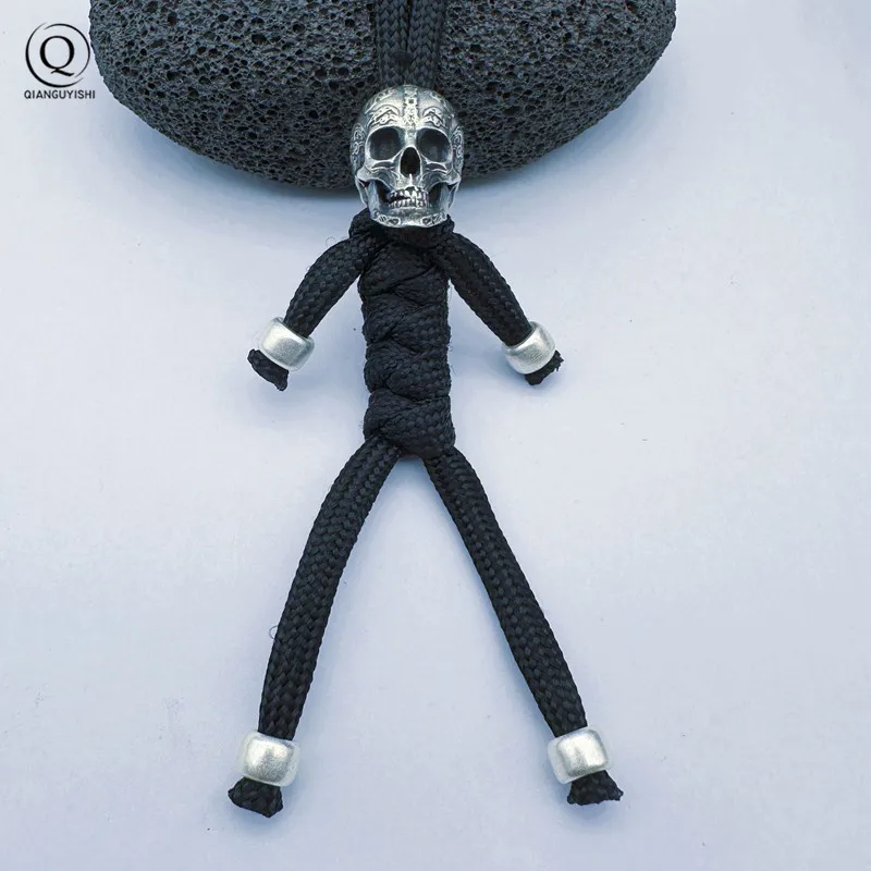printing Anger Skull Head Brass Knife Beads Punk DIY Paracord Bracelets Accessories Outdoor EDC Tool Umbrella Rope Lanyard Penda