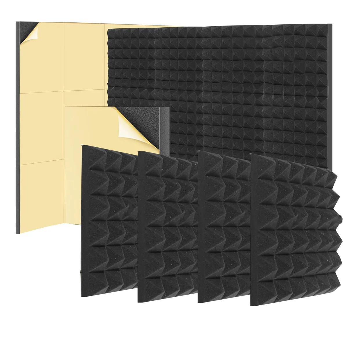 6Pack Self Adhesive Soundproof Wall Panels 2x12x12Inch Sound Proof Foam Panels for Wall,for Home,Recording Studio,Office