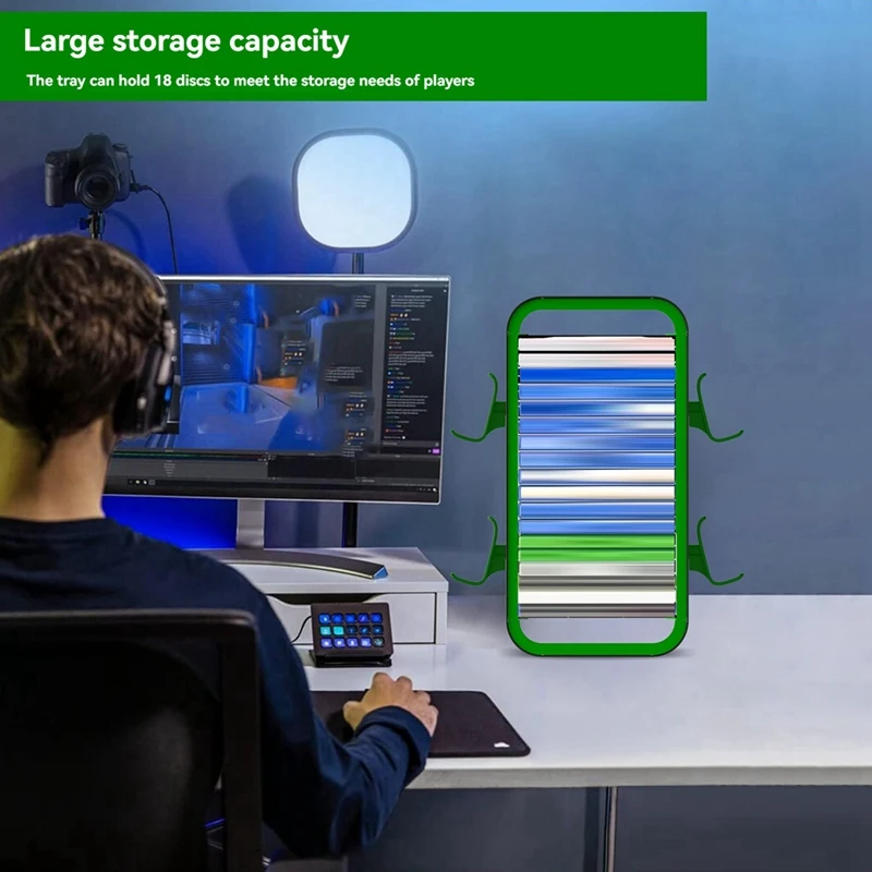Game Storage Rack for Multi-Function Disc Rack P5 Game Disc Holder Game Disc Rack Without Dual Charger Black-Green-A51M